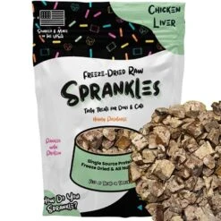 SPRANKLES Freeze Dried Chicken Liver Treats For Cats & Dogs - Single Ingredient All Natural Grain-Free, High Protein, Made In USA - Perfect For Training, Topper Or Snack (Chicken Liver, 6 Ounce)