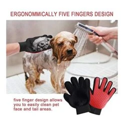 YangYan Cat Grooming Gloves Dog Hair Remover Gentle Deshedding Brush Comb Tool Pet Massage Mitt With Enhanced Long/Short Fur (Color : Red Pair, Size : One Size) -Zoo Shop 51onf1pSyrL