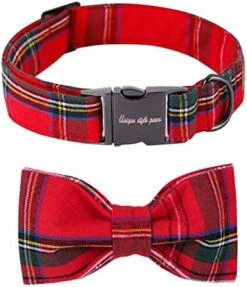 Unique Style Paws Plaid Dog Collar With Bow Pet Gift Adjustable Soft And Comfy Bowtie Collars For Small Medium Large Dogs -Zoo Shop 51pEskP78SL. AC