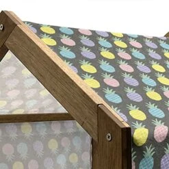 Ambesonne Scandinavian Wooden Pet House, Colorful Tropical Pineapples On Dark Toned Background Ornate Ripe Exotic Food, Indoor & Outdoor Portable Dog Kennel With Pillow And Cover, Small, Multicolor -Zoo Shop 51pODjjQ8RL