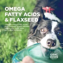 GNC Pets Omega Skin & Coat Dog Supplements For Adult Dogs With Omega Fatty Acids & Flaxseed, 120 Ct| Chicken Flavored Soft Chews For Dogs Skin & Coats With Salmon Oil And Vitamin E (FF15440) -Zoo Shop 51paCDgneqL