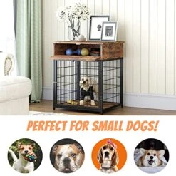 Furniture Dog Crates For Small Dogs, Particle Board Dog Kennel Dog Crate End Table, Nightstand Design Dog Cage With 1 Drawer & Storage Space (Brown) -Zoo Shop 51pbf7lcXNL