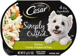 CESAR Simply Crafted Adult Wet Dog Food Meal Topper, Chicken, Carrots & Green Beans, (10) 1.3 Oz. Tubs -Zoo Shop 51ppSYzLyyL. AC 1