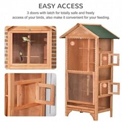 ACQUIRE Wooden Outdoor Bird Cage, Featuring A Large Play House With Removable Bottom Tray 4 Perch, Orange/Light Grey (Color : E, Size : As Shown) -Zoo Shop 51qGQFG7zhL 1