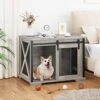 GOCAPTAIN Dog Crate Furniture With Sliding Barn Door, Wooden Cage End Table, Indoor Puppy Kennel With Removable Divider, Dog Kennel With Detachable Divider For Small/Medium/Large Dog, Grey -Zoo Shop 51qQnJ6yTUL