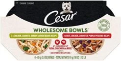 Cesar Wholesome Bowls Adult Soft Wet Dog Food Beef, Chicken, Carrots, Barley & Green Beans Recipe, (10) 3 Oz. Bowls -Zoo Shop 51qRjQTkxcL. AC 1