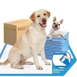 Pheo Care 23.6''x23.6''-158Ct Large Dog Pee Pads,New Improved 4 Corners Fixed Stickers,Thicken Super Absorbent Quick Dry Leak-Proof Disposable Gel Pads,Unscented Training Pads For Dogs,Cats,House Pets