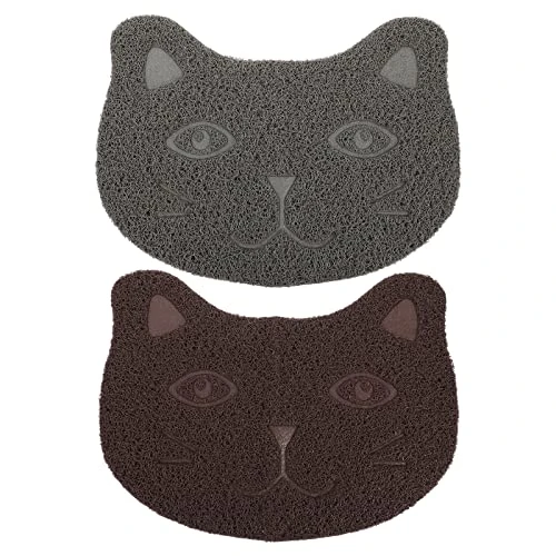 LUOZZY 2Pcs Pet Cat Litter Mats PVC Pet Mats Thick Pet Place Mats Puppy Kitten Mats For Home - Grey + Brown 3 LUOZZY 2Pcs Pet Cat Litter Mats PVC Pet Mats Thick Pet Place Mats Puppy Kitten Mats For Home - Grey + Brown