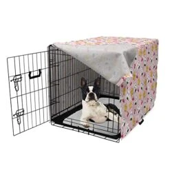 Ambesonne Anime Dog Crate Cover, Funny Pattern With Japanese Rice Balls Cherries And Stars Food Cartoon Print, Easy To Use Pet Kennel Cover For Small Dogs Puppies Kittens, 22 Inch, Blush Multicolor -Zoo Shop 51qj8TKVniL