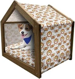 Ambesonne Scandinavian Wooden Pet House, Colorful Tropical Pineapples On Dark Toned Background Ornate Ripe Exotic Food, Indoor & Outdoor Portable Dog Kennel With Pillow And Cover, Small, Multicolor -Zoo Shop 51ql3IRvRqL. AC