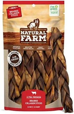 Natural Farm Braided Collagen Chews For Dogs (6 Inch, 10 Pack), Collagen Sticks, Natural Dog Chews, Long Lasting, For Small, Medium And Large Dogs, Odor-Free, Rawhide Alternative -Zoo Shop 51qs1Y5bsZL. AC