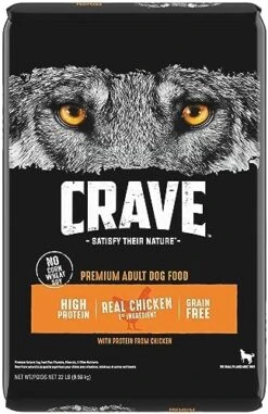 CRAVE Grain Free High Protein Adult Dry Dog Food, Chicken, 22 Lb. Bag, Brown -Zoo Shop 51qxaM3O2JL. AC