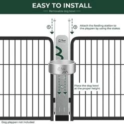 FXW Anti-tip Feeding Station With 32oz Dog Bowl, Use With Dog Playpen, Fits 24'' Height Of Fence│Patent Pending -Zoo Shop 51qynXN26wL