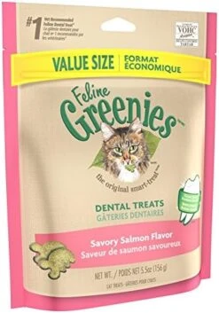 FELINE GREENIES Natural Dental Care Cat Treats Savory Salmon Flavor, 5.5 Oz. Pouch -Zoo Shop 51qyxnIfD5L. AC