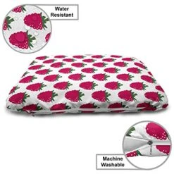 Ambesonne Fruit Pet Bed, Repetitive Raspberries Arranged On A Plain Background Organic Foods, Chew Resistant Pad For Dogs And Cats Cushion With Removable Cover, 24" X 39", Dark Pink Forest Green -Zoo Shop 51r7IkLtAAL