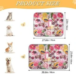 Washable Dog Cooling Mat Summer Holiday Pineapple Summer Cats Sleeping Mat Food Wine Flowers Chocolate Dog Bed Mats 23.6*38.6inch Pet Ice Silk Sleep Kennel Pad Animal Sleep Bed For Home Outdoor Trav