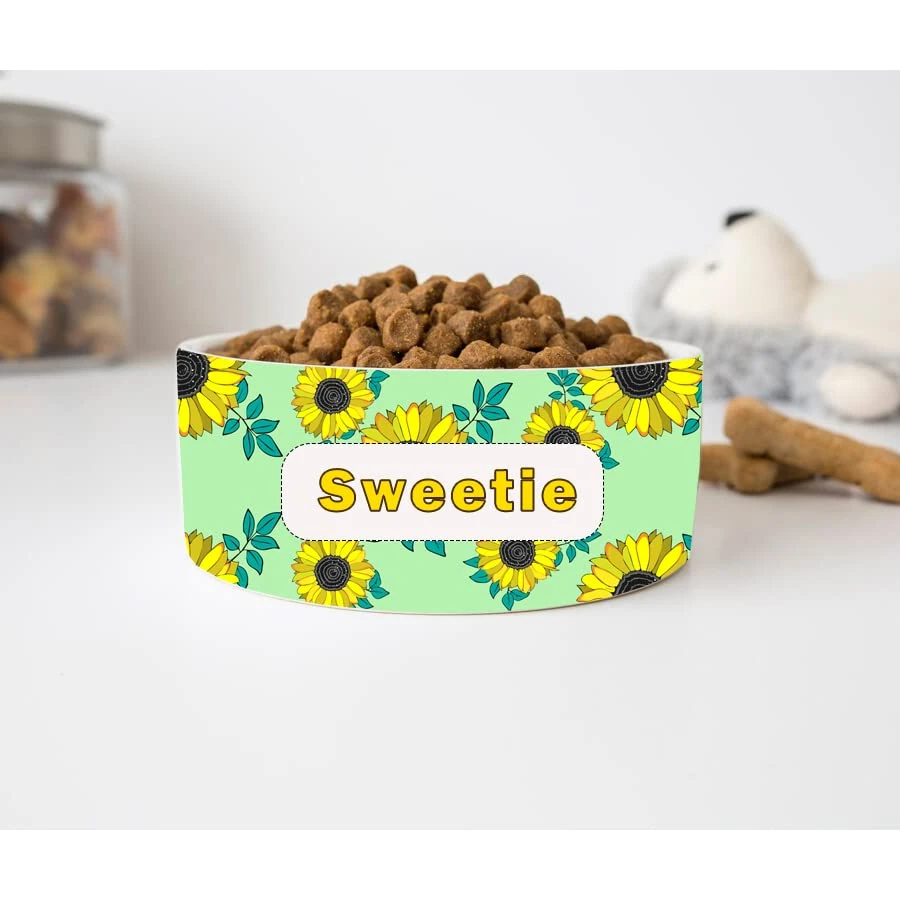 GENERIC Sunflowers Pet Food Bowl With Customized Name, Dog Name Bowl, Cat Name Bowl, Gift For Pets, Ceramic Pet Bowl, Available In 2 Sizes 3 GENERIC Sunflowers Pet Food Bowl With Customized Name, Dog Name Bowl, Cat Name Bowl, Gift For Pets, Ceramic Pet Bowl, Available In 2 Sizes