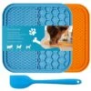 GENERIC Lick Mat For Dog And Cat, 2 Pack With Suction And Spatula, Anxiety And Boredom Relief, Great For Peanut Butter Blue, Orange