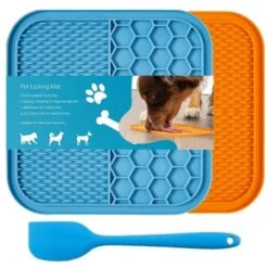 GENERIC Lick Mat For Dog And Cat, 2 Pack With Suction And Spatula, Anxiety And Boredom Relief, Great For Peanut Butter Blue, Orange