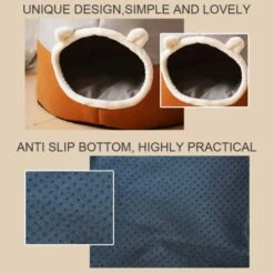 New Winter Deep Sleep Comfort Cat Bed Cats Tent Cozy Cave Capsule Small Dogs Cats House Indoor (Large,Khaki) -Zoo Shop 51roC8E9vvL