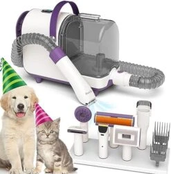 Bunfly Dog Grooming Kit & Vacuum Suction 99.99% Pet Hair, 3L Large Capacity Dust Cup, 7 Pet Grooming Tools For Shedding Pet Hair, Home Cleaning（Brown&White） -Zoo Shop 51rpX8G6wL. AC