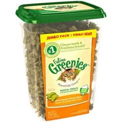 Feline Greenies Dental Treats For Cats Oven Roasted Chicken Flavor 12 Oz. With Natural Ingredients Plus Vitamins, Minerals, And Other Nutrients