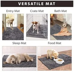 PEOPLE&PETS Indoor Dog Chenille Rug Dogs Mud Mat Pet Food Mats For Floors Dirty Mud Paws Rugs Low-Profile Doormat For Dogs Muddy Pawprints, Pet Entry, Back Door, Mud Room, Paw Gray, 20x31, Brown -Zoo Shop 51rr991UY6L