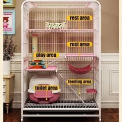 Cat Enclosures For Outside Universal Wheels Easy To Move, Designed From Metal Durable Suitable For Cats, Dogs, Rabbits, Blue/Pink (Color : Blue, Size : 78 * 55 * 107cm) 15 Cat Enclosures For Outside Universal Wheels Easy To Move, Designed From Metal Durable Suitable For Cats, Dogs, Rabbits, Blue/Pink (Color : Blue, Size : 78 * 55 * 107cm) -Zoo Shop 51ruWFloQyL