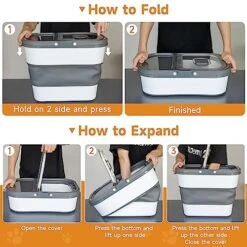 WHDPETS Dog Food Storage Container, 30 Lbs Collapsible Pet Food Container With Measuring,Wheels,Scoop & Slow Feeder Bowl, Airtight Sealed Cat Food Bin Kitchen Rice Storage With Rolling Wheel, Grey -Zoo Shop 51sLrlZ590L