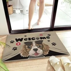 Cute Dog With Sunglasses Doormat Area Rug Non Slip Non-Shedding Absorbent Living Room Entryway Bedroom Floor Mat 24"x35", Anti-Skid Soft Fluffy Door Mat Indoor Home Decor, Pet Paws With Word Welcome -Zoo Shop 51sdG4uc1nL. AC