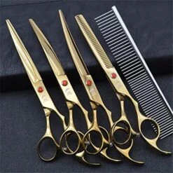 Professional 8.0 Inch Hairdressing Scissors Set Pet Hair Cutting Premium 440C Steel Kit Straight & Thinning & Curved Shears 5 Pcs Elbow Set For Cat Dog And More Pets Clean Grooming Tool(Multicolor),G 9 Professional 8.0 Inch Hairdressing Scissors Set Pet Hair Cutting Premium 440C Steel Kit Straight & Thinning & Curved Shears 5 Pcs Elbow Set For Cat Dog And More Pets Clean Grooming Tool(Multicolor),G -Zoo Shop 51sjX yCiXL. AC