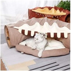 YangYan Cat Bed Tunnel Collapsible Removeable Cat Tunnel Tube Pet Interactive Play Toys With Plush Balls For Cat Puppy (Color : Gold) -Zoo Shop 51ssLTuw77L. AC 1