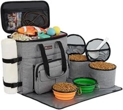 Dog Travel Bag By Modoker - For A Weekend Away Set Includes Pet Travel Organizer For Accessories, 2 Collapsible Bowls, 2 Food Container (Black) -Zoo Shop 51swpfS9a3S. AC