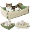 JENPECH 2 In 1 Double-Sided Cat And Dog Cushion Bed For Indoor Cat Dog - Winter Foldable Pet House Soft Warm Sleep Mat Cat Supplies Green 18.11" X 14.96" X 4.72" 1 JENPECH 2 In 1 Double-Sided Cat And Dog Cushion Bed For Indoor Cat Dog - Winter Foldable Pet House Soft Warm Sleep Mat Cat Supplies Green 18.11" X 14.96" X 4.72" -Zoo Shop 51sxOOLTKsL