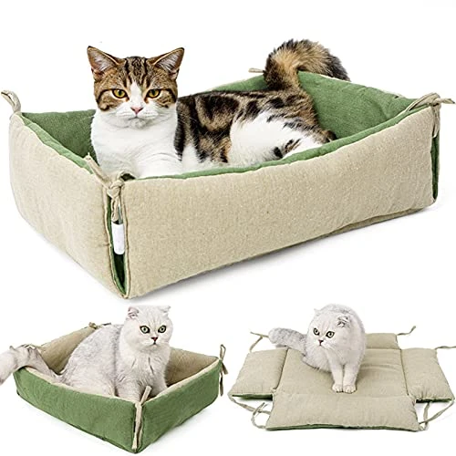JENPECH 2 In 1 Double-Sided Cat And Dog Cushion Bed For Indoor Cat Dog - Winter Foldable Pet House Soft Warm Sleep Mat Cat Supplies Green 18.11" X 14.96" X 4.72" 3 JENPECH 2 In 1 Double-Sided Cat And Dog Cushion Bed For Indoor Cat Dog - Winter Foldable Pet House Soft Warm Sleep Mat Cat Supplies Green 18.11" X 14.96" X 4.72"
