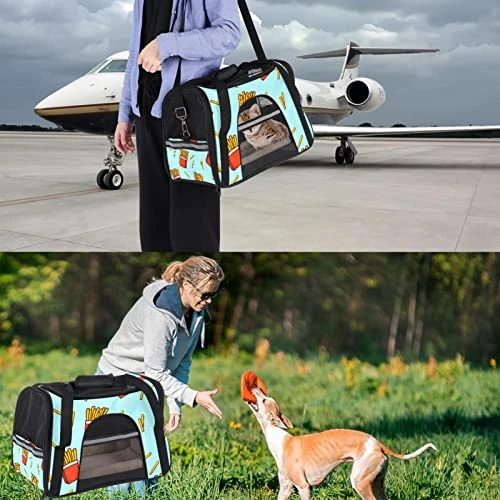 Pet Carrier Fast Food French Fries Potato Chips Soft-Sided Pet Travel Carriers For Cats,Dogs Puppy Comfort Portable Foldable Pet Bag Airline Approved 9 Pet Carrier Fast Food French Fries Potato Chips Soft-Sided Pet Travel Carriers For Cats,Dogs Puppy Comfort Portable Foldable Pet Bag Airline Approved - Image 7