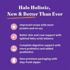 Halo Holistic Cat Food Dry, Wild-caught Salmon And Whitefish Recipe, Complete Digestive Health, Dry Cat Food Bag, Adult Formula, 6-lb Bag -Zoo Shop 51tAywvjv0L