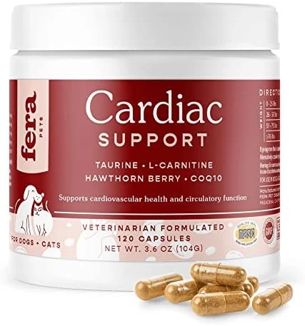 Fera Pets Cardiac Support Supplement For Dogs And Cats, Improves Blood Flow, Energy – With Taurine, CoQ10, Organic Hawthorn Berry, Supports Cardiovascular Heart Health – 60 Capsules 9 Fera Pets Cardiac Support Supplement For Dogs And Cats, Improves Blood Flow, Energy – With Taurine, CoQ10, Organic Hawthorn Berry, Supports Cardiovascular Heart Health – 60 Capsules - Image 7