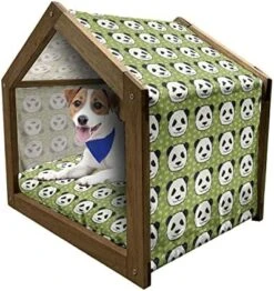 Ambesonne Vegetable Wooden Pet House, Silhouette Vegetables On Dark Toned Background Healthy Food Pattern Vegan Theme, Indoor & Outdoor Portable Dog Kennel With Pillow And Cover, Large, Multicolor -Zoo Shop 51tSQ5xPZL. AC 1