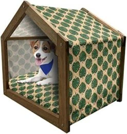 Ambesonne Lime Wooden Dog House, Silhouette Of Citrus Fruit With Leaf Background Healthy Life Tropical Food, Indoor & Outdoor Portable Dog Kennel With Pillow & Cover, 2X-Large, Lime Green Apple Green -Zoo Shop 51ti7gKHiKL. AC 1