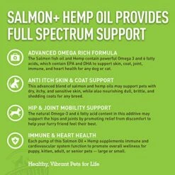 Wild Alaskan Salmon Oil For Dogs - W/ Organic Pet Hemp Oil - 16 Oz - Liquid Omega 3 Fish Oil For Dog Shedding, Dry Itchy Skin, Coat Supplement, Anti Inflammatory Joint Support, Allergy Relief, USA -Zoo Shop 51tkknT5YWL