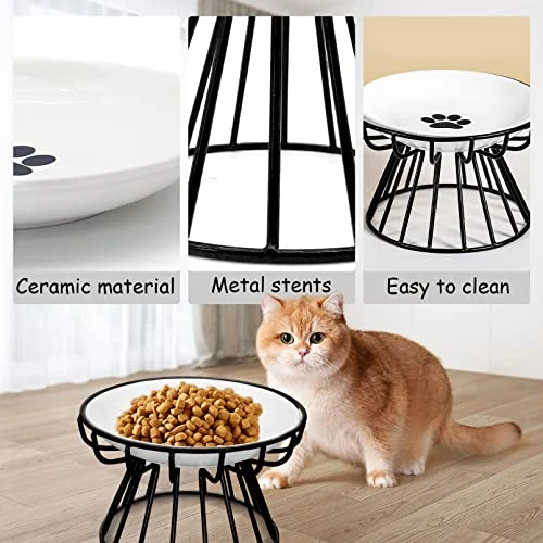 BNOSDM Ceramic Cat Bowl With Metal Stand Raised Cat Bowls Elevated Kitten Dish Pet Food And Water Feeding Station For Indoor Kitty Puppy Small Dog 3 BNOSDM Ceramic Cat Bowl With Metal Stand Raised Cat Bowls Elevated Kitten Dish Pet Food And Water Feeding Station For Indoor Kitty Puppy Small Dog