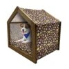 Lunarable Tropical Wooden Pet House, Juicy Veggie Food Pattern On Dark Background Exotic Arrangement Cartoon, Outdoor & Indoor Portable Dog Kennel With Pillow And Cover, Small, Multicolor