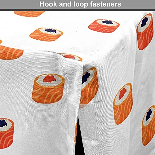 Ambesonne Sushi Dog Crate Cover, Repeating Food Pattern Raw Fish And Rice With Caviar Toppings Flat Style, Easy To Use Pet Kennel Cover For Small Dogs Puppies Kittens, 22 Inch, Orange Salmon Dark Blue 4 Ambesonne Sushi Dog Crate Cover, Repeating Food Pattern Raw Fish And Rice With Caviar Toppings Flat Style, Easy To Use Pet Kennel Cover For Small Dogs Puppies Kittens, 22 Inch, Orange Salmon Dark Blue - Image 2