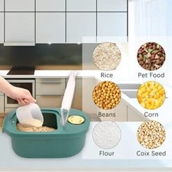 EOSVAROG Dog Food Storage Container - 10 Lb Plastic Dog, Cat And Other Pet Food Bin With Lids Airtight - Dry Rice, Flour, And Cereal Container With Cup - Cat Food Holder Storage -Zoo Shop 51uOvKFW2lL