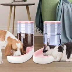 Meikuler Pets Auto Feeder 3.8L,Food Feeder And Water Dispenser Set For Small & Big Dogs Cats And Pets Animals (Pink) -Zoo Shop 51udT8ykocL
