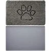 Gorilla Grip Chenille Doormat And Silicone Pet Feeding Mat, Door Mat Size 36x24 Rubber, Dog Food Mats Size 16x10 Waterproof, Both In Gray, 2 Item Bundle -Zoo Shop 51ufo8wQsqL