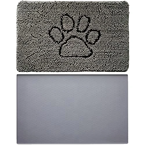 Gorilla Grip Chenille Doormat And Silicone Pet Feeding Mat, Door Mat Size 36x24 Rubber, Dog Food Mats Size 16x10 Waterproof, Both In Gray, 2 Item Bundle 3 Gorilla Grip Chenille Doormat And Silicone Pet Feeding Mat, Door Mat Size 36x24 Rubber, Dog Food Mats Size 16x10 Waterproof, Both In Gray, 2 Item Bundle