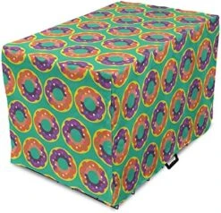 Lunarable Donut Party Dog Crate Cover, Colorful Food With Topping Glaze Delicious Dessert Seamless Pattern Art, Easy To Use Pet Kennel Cover For Small Dogs Puppies Kittens, 48 Inch, Multicolor -Zoo Shop 51uhPFVIaCL. AC 6