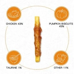 PAWUP Dog Treats Chicken Wrapped Biscuits Pumpkin Sticks, Rawhide Free Soft Chewy W/Taurine, Dog Training Treats,12.5oz -Zoo Shop 51umqgV1iTL